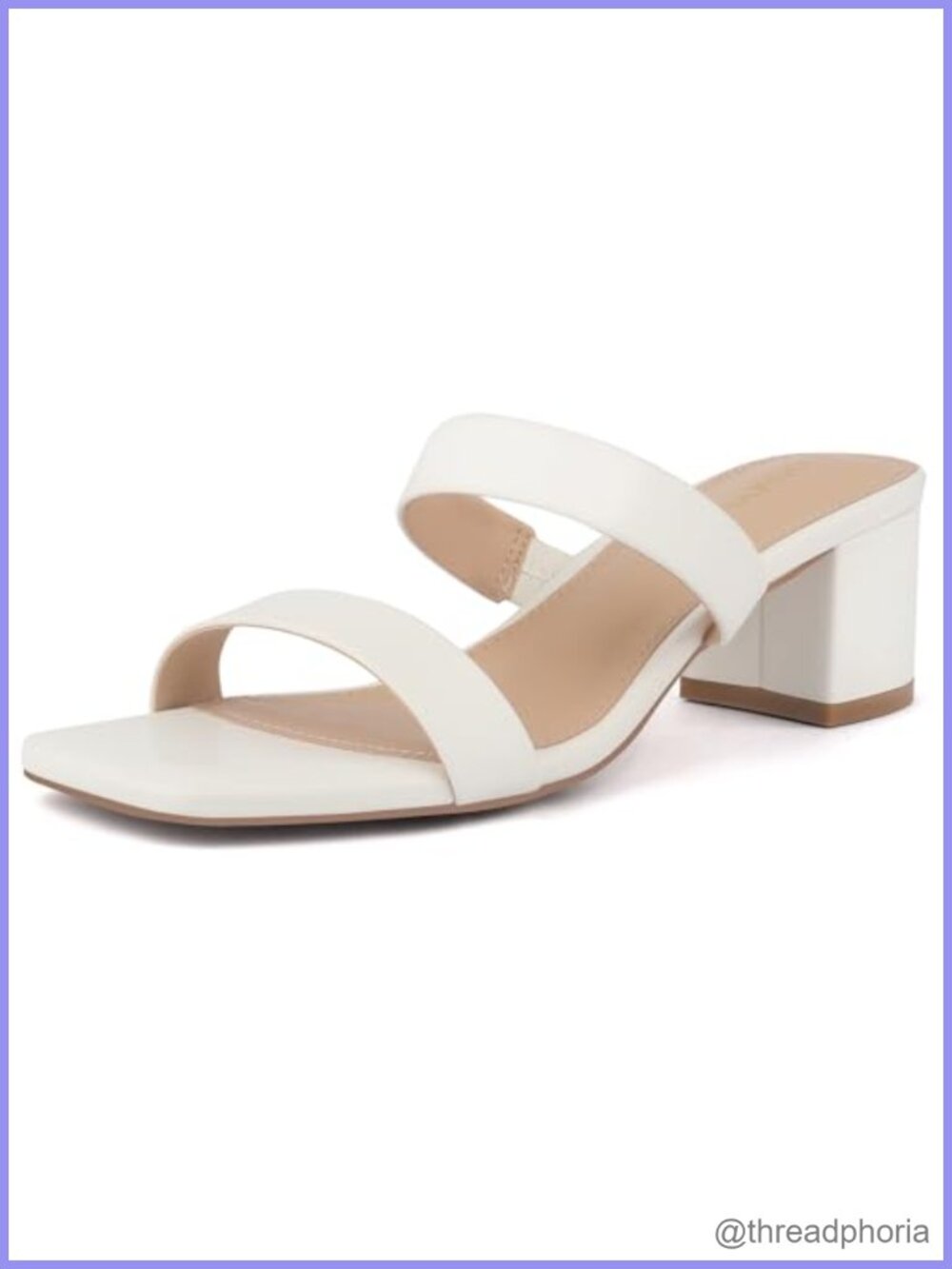 Block Heel Low Heeled Sandals Square Toe Two-Strap Slingback Slide